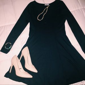 Ribbed Navy Blue Babydoll Dress